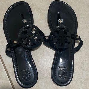 Tory Burch patent black sandals